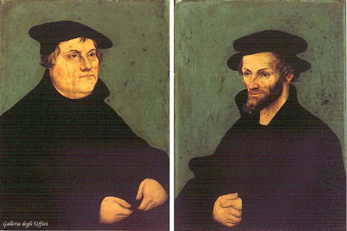 CRANACH, Lucas the Elder Portraits of Martin Luther and Philipp Melanchthon y china oil painting image